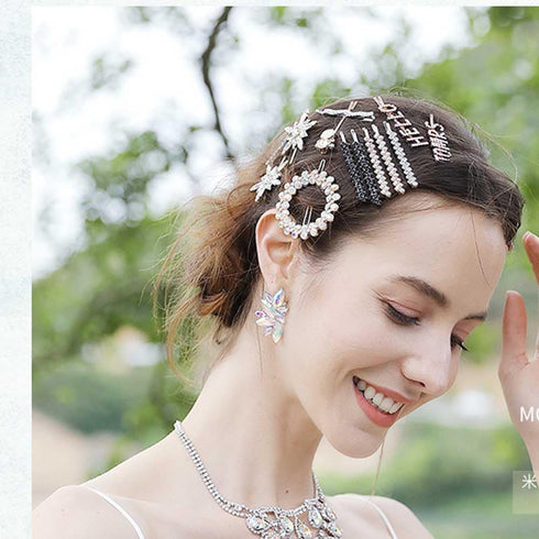 WHITEBRIDGE 8pcs Crystal Rhinestone Hair Pins, Four Kinds of Color for Women & Girls
