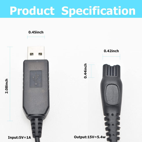 HQ8505 Shaver Charger Cord for Philips Norelco HQ8505 3000 5000 7000 Series, 15V AC Adapter Power Supply, 3.3Ft