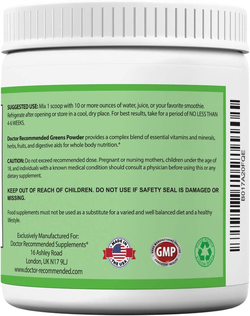 Doctor Recommended Greens Powder – Whole Food Nutritional Supplement – Berry Taste – Probiotics & Digestive Enzymes –