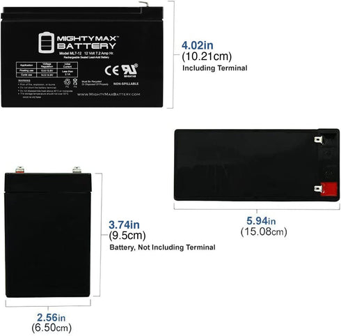 Mighty Max Battery ML7-12 - 12V 7.2AH Replacement UPS Battery for APC Back-UPS 550 BE550G