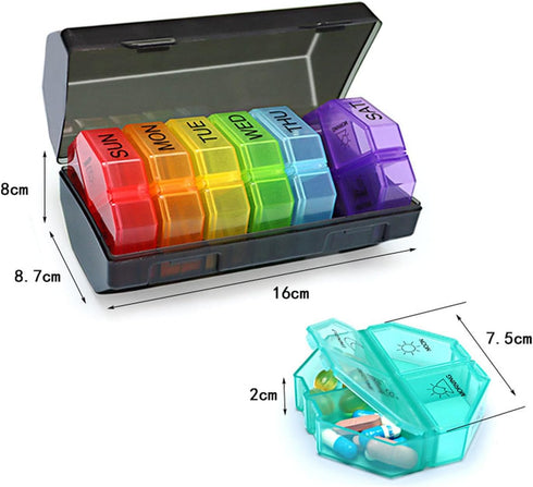 Tmeng 4 7 28 4 Weekly Pill Organizer Time a DayPill Dispensers Pill Box Day with Extra Large Compartments Portable