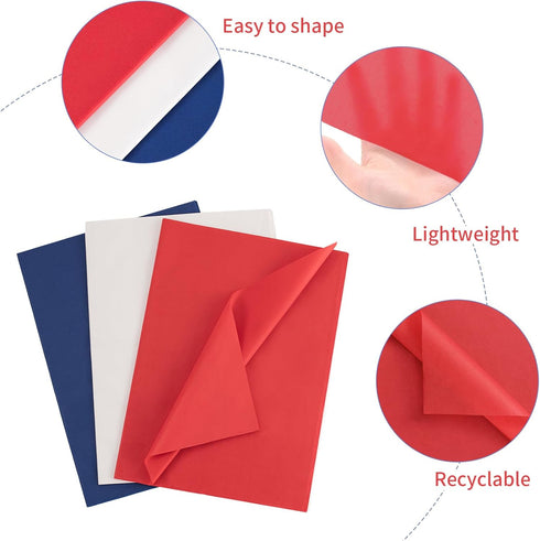 Simetufy Red White and Blue Tissue Paper, 115 Sheets 14 x 20 Inches for Patriotic Gift Wrapping