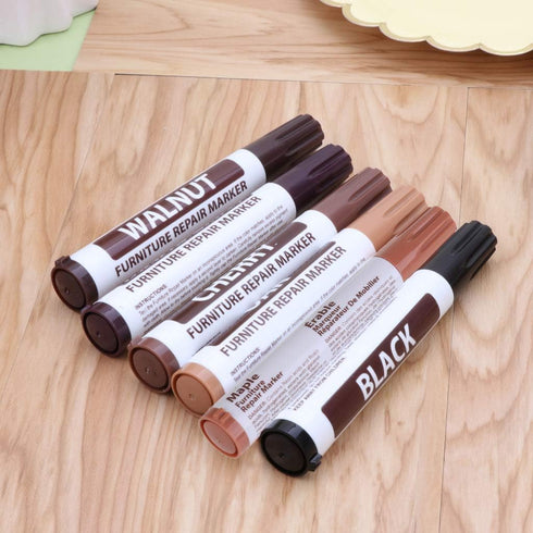 NUEAYMS 4 Wood Furniture & Floor Repair Markers For Touch Up Resin Repair Wood Filler For Making Scratches Disappear