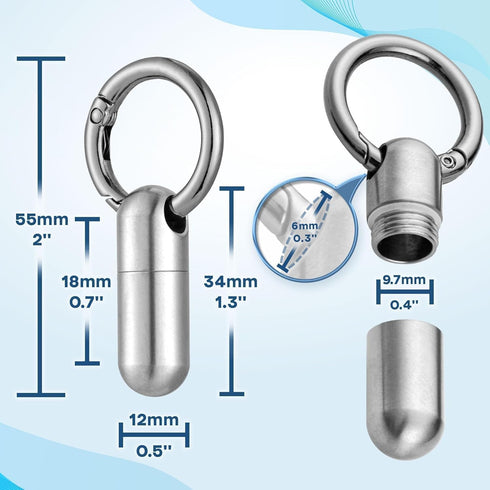 Titanium Keychain Pill Holder, Small Waterproof Pill Case Container with Carabiner Clip for Travel