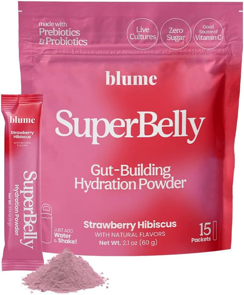 Blume New SuperBelly Gut Health Packets - On-The-Go Hydration, Sugar-Free, with Prebiotics, Probiotics, Apple Cider