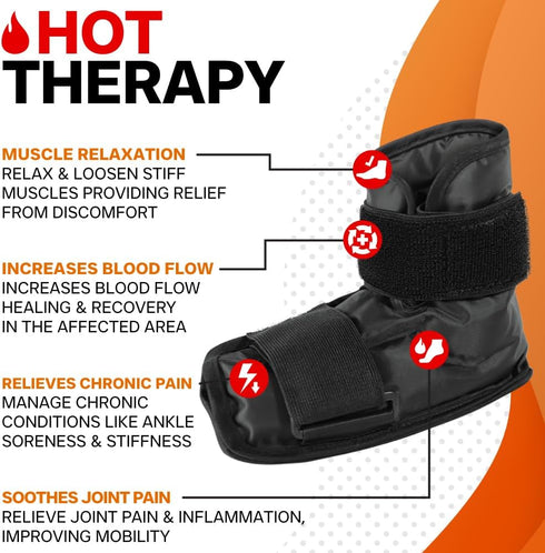 Hot/Cold Gel Wrap for Foot & Ankle Pain Relief - Compression Ankle Ice Pack Wrap, Large
