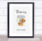 The Card Zoo New Baby Birth Details Christening Nursery Bear Initial T Keepsake Gift Print