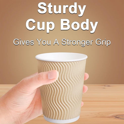 Luckypack 16 oz 100 pcs,16oz Hot Paper Cups Disposable Insulated Corrugated Sleeve Ripple Wall Paper Cup Cups