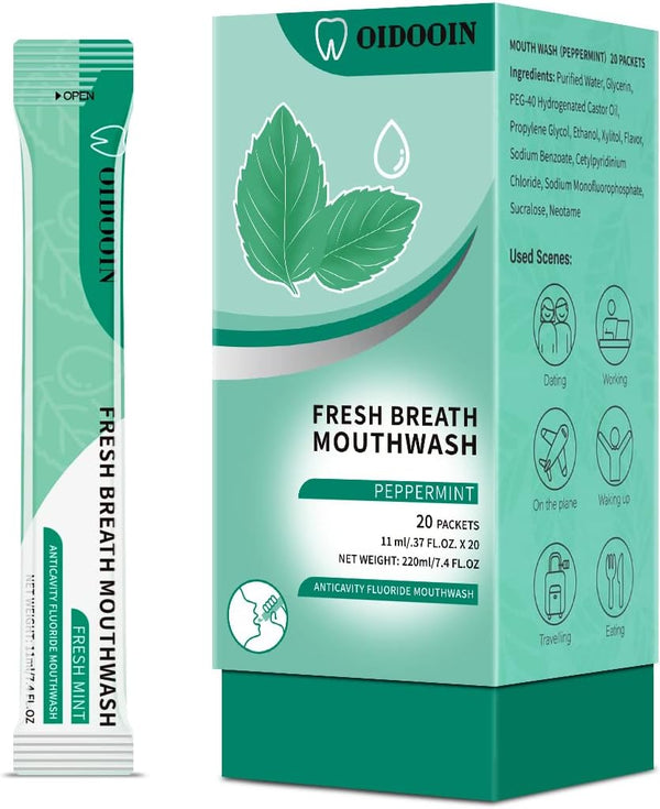 Travel Size Mouthwash, Mini Mouthwash for Fresh Breath, Portable Bulk Pack of 20 for After Meals
