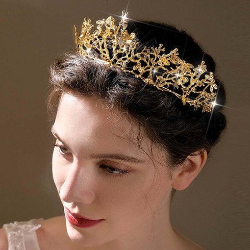 Yean Adult Tiaras and Crowns Gold Wedding Princess Queen Crown Baroque Vintage Hair Accessories