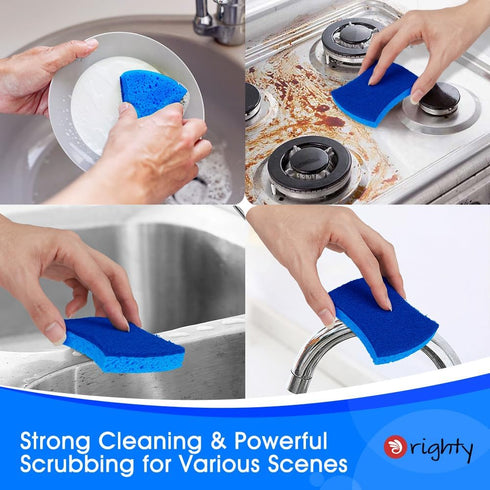 Orighty Non-Scratch Cellulose Scrub Sponges - 24 Pack, Kitchen Sponges for Dishes, Non-Scratch Safe on Non-Stick