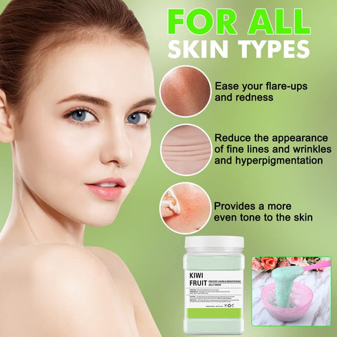 Jelly Mask Powder for Facials, Kiwi Fruit Oil Control, Professional Peel Off Hydro Face Mask Powder, 23 Fl Oz