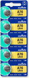Murata LR44 Battery AG13 357A 1.55V Alkaline Button Cell, 5 Batteries