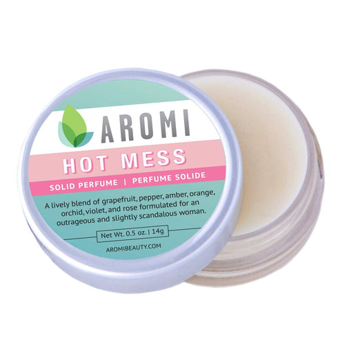 Aromi Hot Mess Solid Perfume | Fruity Floral Fragrance, Vegan, Travel, Funny Gift Idea, Grapefruit, Rose, Orchid
