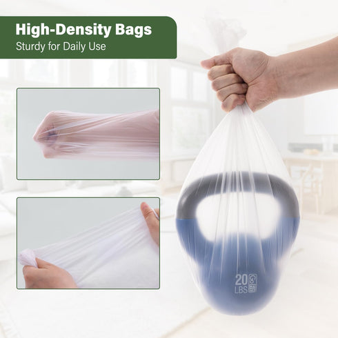 Jaoul Small Trash Bags - White, Unscented Thick Garbage Bags for Bathroom, Office, Kitchen, 8 Gallon, 200PCS