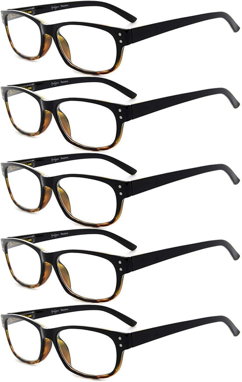 Eyekepper Classic Reading Glasses for Men - 5 Pack, Spring Hinges Readers