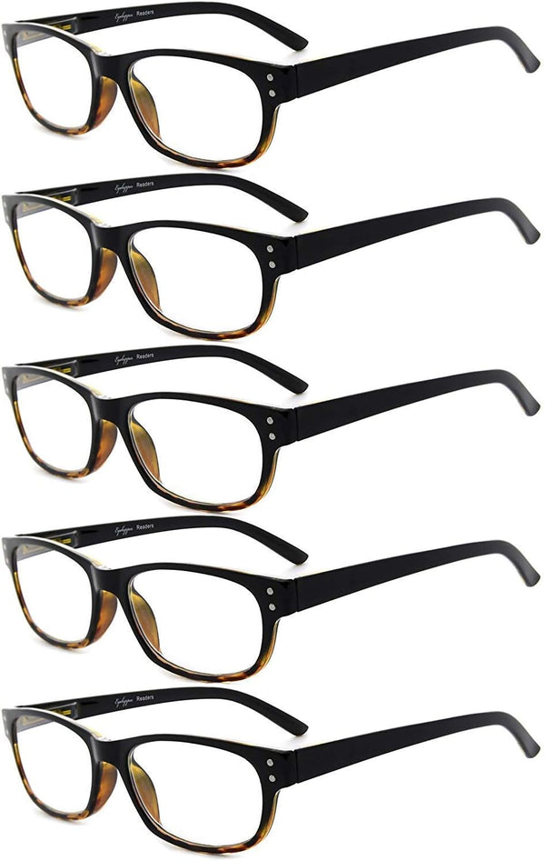 Eyekepper Classic Reading Glasses for Men - 5 Pack, Spring Hinges Readers