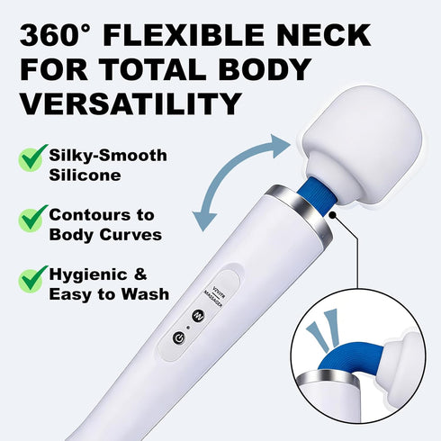 VZVJTR 10-Speed Wired Back & Neck Massager, Handheld Electric Deep Tissue Muscle Therapy Device (White)