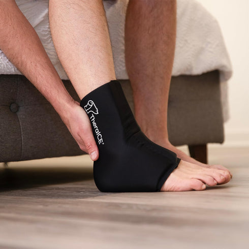 TheraICE Ankle Ice Pack Wrap - Reusable Cold Therapy Sock Compression for Swelling, Plantar Fasciitis, Achilles
