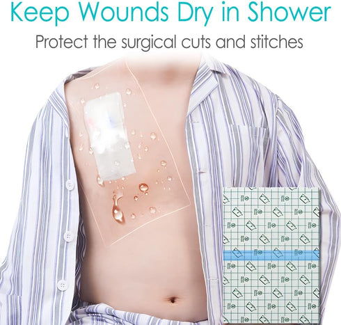 Dialysis Catheter Shower Cover 8"x8", Waterproof Protector for PD Chest Catheter, Pack of 25