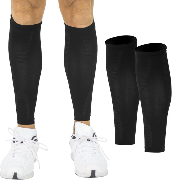Vive Calf Compression Sleeve for Men & Women 20-30mmHg (1 Pair) - Footless Calf Support Socks for Pain Relief
