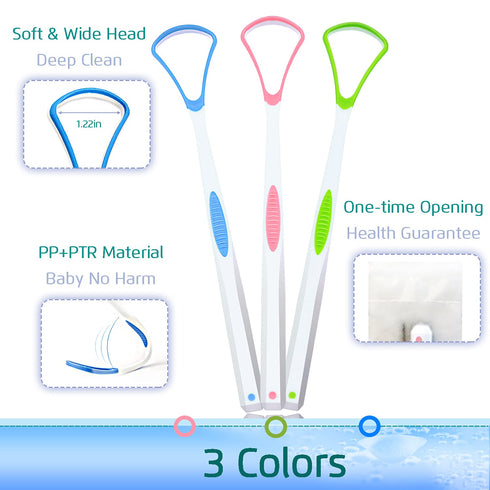 4PCS Stainless Steel Tongue Scrapers, 100% BPA Free Oral Hygiene Brushes, Reusable for Bad Breath