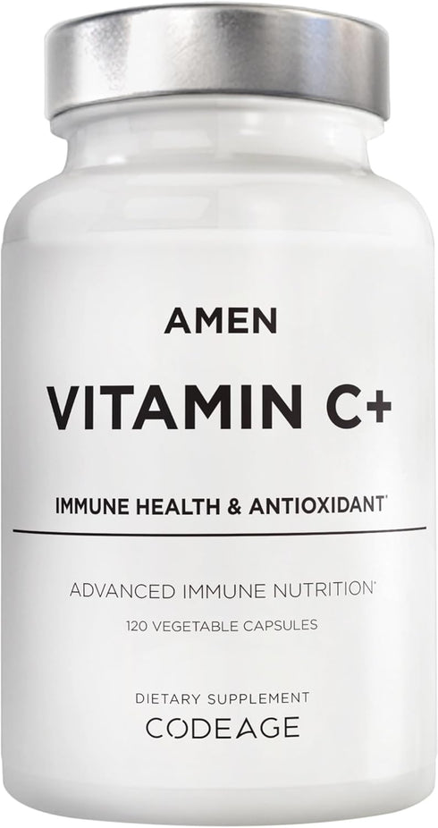 Amen Vitamin C+ Supplement with Zinc | 120 Capsules | Bioflavonoids, Quercetin, Rose HIPS, Elderberry – Vegan, Non-GMO