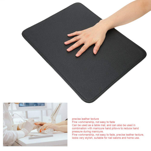 Manicure Mat, Reusable Hand Cushion Pad for Nail Art Desk Mat, Nail Salon Tools Accessory (Black)