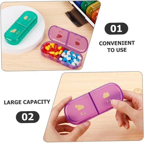 LRXIYODE 7-Day Weekly Pill Organizer Medicine Case with Color-Coded Compartments, Small Portable Travel Pill Box