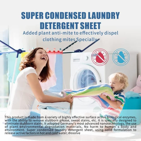 25 Laundry Liquidless Detergent Sheets, 50 Loads, Travel/College/Daily Use, Powerful, Eco-friendly