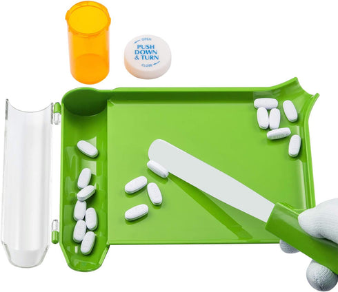 Medarchitect Right Hand Pill Counting Tray with Spatula (Light Green)