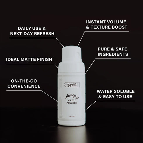SAMSON'S HAIRCARE Volumizing Matte Powder, Natural Texture Enhancer, Easy to Use, 1.4 oz.