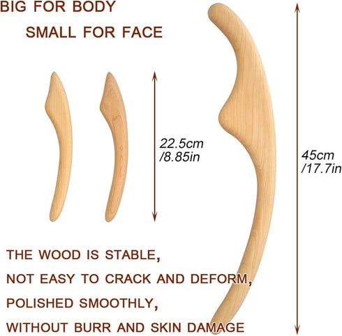 KENID Slimming 1Set 2Pcs-Set Professional Natural Wood Scraping Stick Scraper for Fat Burner Back Shoulder Neck Waist