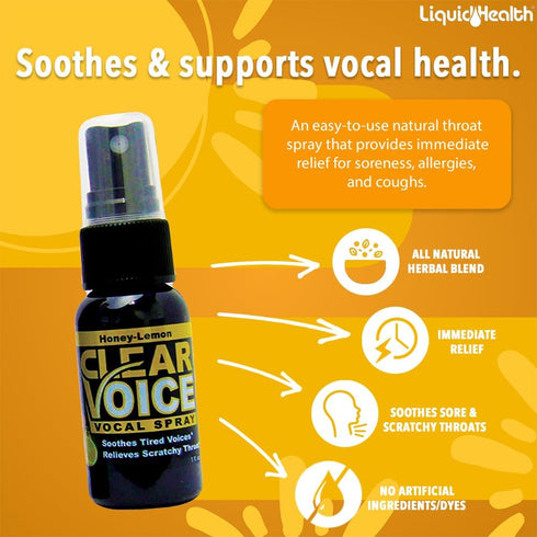 LIQUIDHEALTH Clear Voice Vocal Spray, Honey Lemon (3 Pack)
