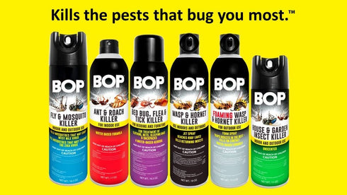 BOP Bed Bug, Flea and Tick Killer, 16.5 oz Pest Control Spray, Kills Bugs On Contact, Indoor/Outdoor Use for Quick