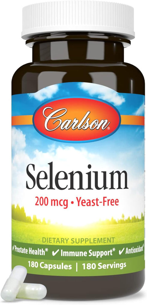 Carlson - Selenium, 200 mcg Yeast-Free, Prostate Health & Immune Support, 180 Capsules
