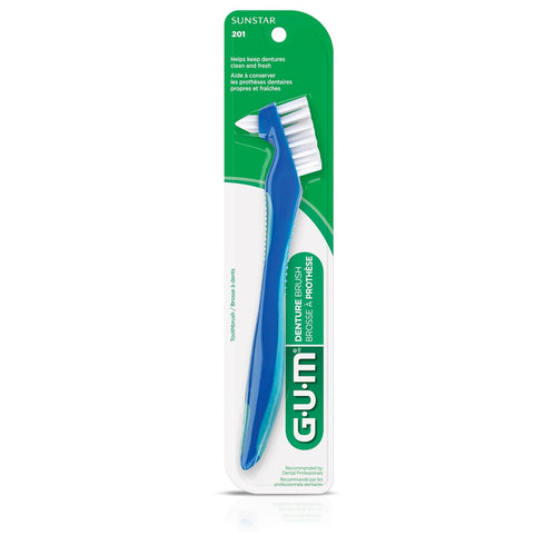 Recommended (Pack 2) GUM Denture Brush - Dual Headed Hard Bristle Toothbrush for Dentures & Acrylic Retainers - Dentist