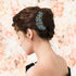 Women Rhinestone Inlaid Flower Hair Comb, Hairpin Barrette Accessory, Perfect Mother's Day Gift (Blue)