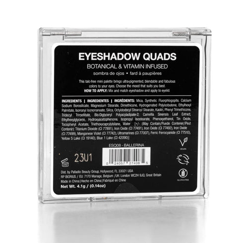 Palladio Eyeshadow Quads, Four Way Quad Eye Shadow Palette, Velvety Pigmented Blendable Matte, Talc-Free, Creamy