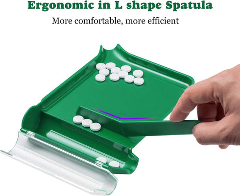 Medarchitect Right Hand Pill Counting Tray with Spatula, Green - L Shape