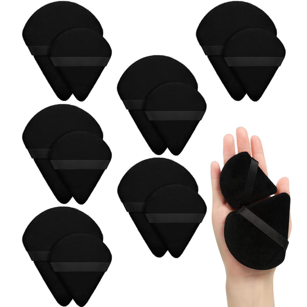 Maitys 12 Pieces Powder Puff Triangle Face Makeup Cosmetic for Loose Powder, Washable Reusable Foundation Sponge