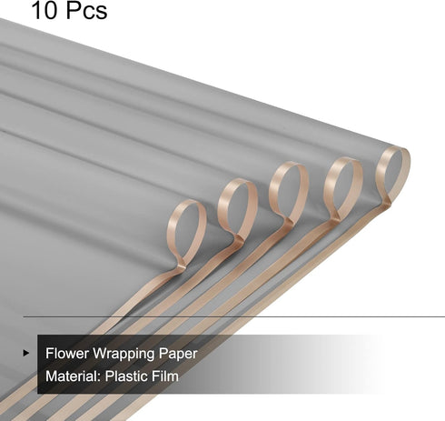 MECCANIXITY 10 Pcs Gold Edge Flower Wrapping Paper, Grey 22.8x22.8 Inch Waterproof for DIY Crafts