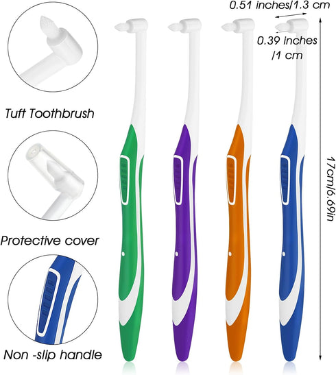 WLLHYF 4 Pcs Tuft Toothbrush Tufted Brush, Interspace Toothbrushes End-Tuft Tapered Toothbrush Soft Orthodontic