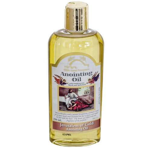 Anointing Oil from The Holy Land - Jerusalem of Gold Biblical Oil with Frankincense, Myrrh, and Spikenard, 8.45 fl.oz