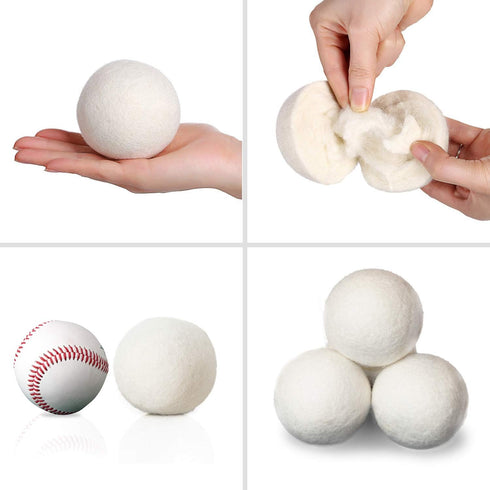 (Upgraded) SnugPad XL Size Wool Dryer Balls - 100% Organic New Zealand Wool, Baby Safe & Hypoallergenic, 6 Count