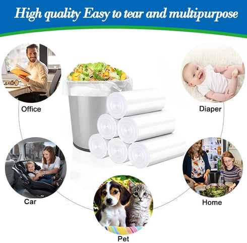 1.6 Gallon Small Clear Trash Bags, 90 pcs, Strong Garbage Bags for Bathroom, Office, Waste Basket Liners