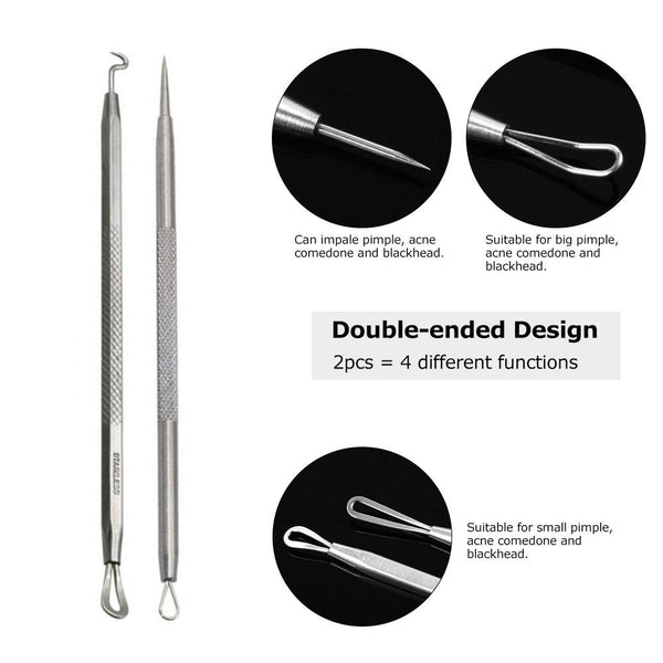 Pinkiou Blackhead Removers | 8-in-1 Acne Extractor Tool Kit for Face and Nose | Blemish Removal Skincare