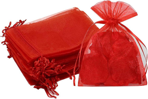 4x6 Inch Organza Gift Bags with Drawstring for Jewelry, Candy, 100 Pcs Red Sachet for Baby Shower, Party Favors, Wedding