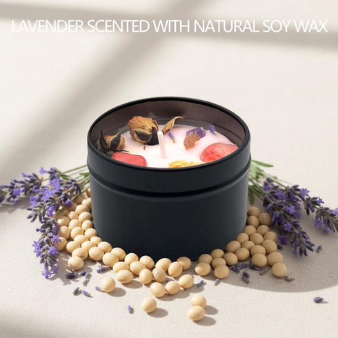 Mivra Zyora Lavender Scented Soy Candle - Aromatherapy Candle for Home, Portable Travel Tin with Light Lavender