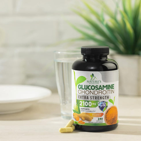 Glucosamine Chondroitin MSM Complex - Triple Strength Joint Support Supplement with Turmeric & Boswellia, 240 Capsules